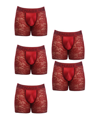 BOXER BRIEF | 5 Piece set | MultiPack | RED - MENAGERIE Intimates MENS Lingerie