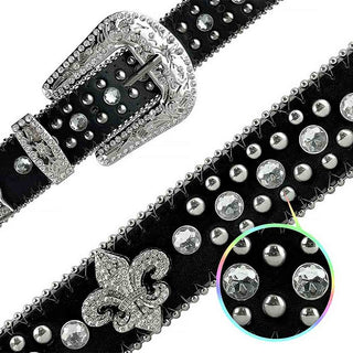 Black Scout With Studs And White Stones Studded Rhinestones Belts