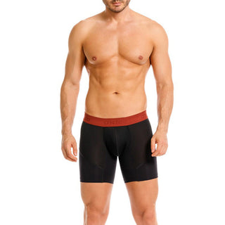 MIDRISE BOXER in BLACK+TERECOTA BAND - MENAGERIE Intimates MENS Lingerie