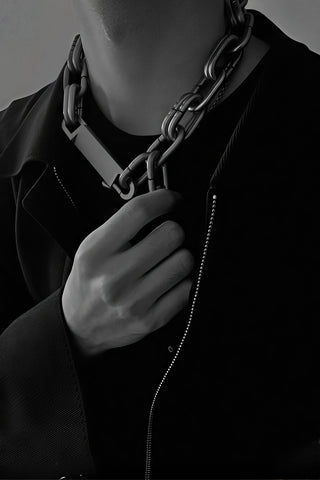 Chunky Metal Chain Necklace - Industrial Unisex Statement Piece