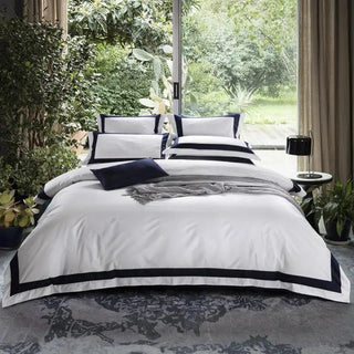 Degella Luxury Stripe Egyptian Cotton White Bedding Set | 3CARATS