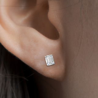 Emerald Cut Diamond Stud Earrings