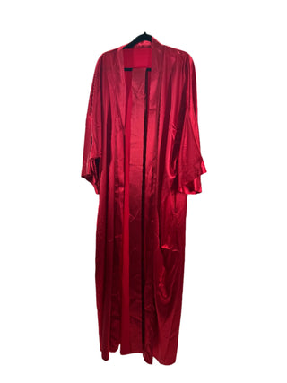 FULL LENGTH KIMONO ROBE in RED SATIN