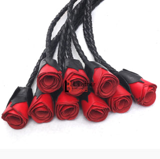 Red Rose Flogger | 9 Braided Leather Falls
