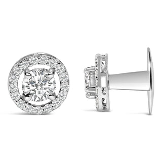 Diamond Halo Cufflink | 4K White Gold 1 3/4 Cttw Lab Grown