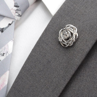 Sterling Silver Rose Lapel Pin