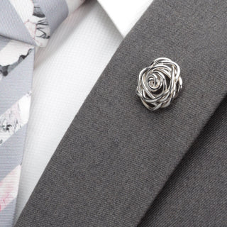 Sterling Silver Rose Lapel Pin