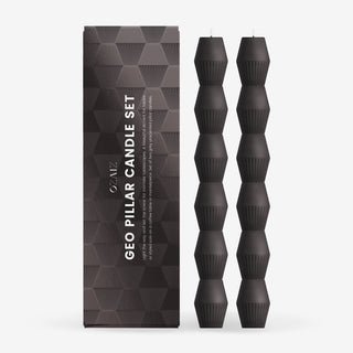 Geometric Pillar Candle | Charcoal | Set of 2