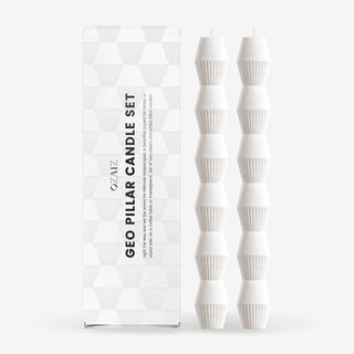 Geometric Pillar Candle | Ivory | Set of 2
