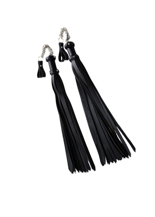 Leather Finger Loop Flogger | 25 Falls Black