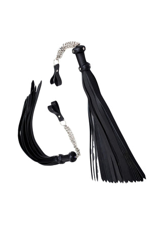 Leather Finger Loop Flogger | 25 Falls Black
