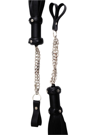 Leather Finger Loop Flogger | 25 Falls Black