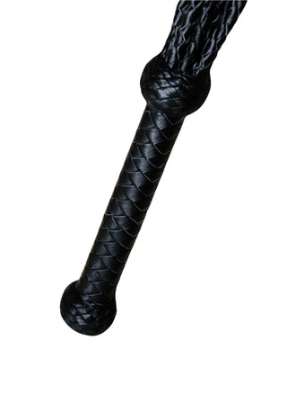 Real Genuine Cowhide Leather Flogger 9 Braided Falls Heavy Red Roses & Steel Studs Cat-o-nine Tails Flog