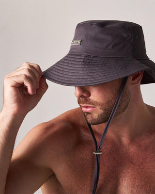 Statement Wide Brim Bucket Hat | Gunmetal - MENAGERIE Intimates MENS Lingerie