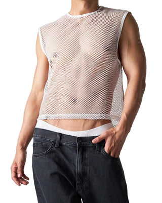 Edge Net Muscle Tank | Chalk - MENAGERIE Intimates MENS Lingerie