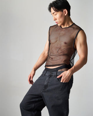 Edge Net Muscle Tank | Jet - MENAGERIE Intimates MENS Lingerie