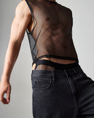 Edge Net Muscle Tank | Jet - MENAGERIE Intimates MENS Lingerie