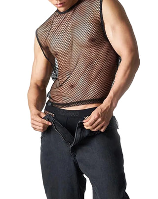 Edge Net Muscle Tank | Jet - MENAGERIE Intimates MENS Lingerie