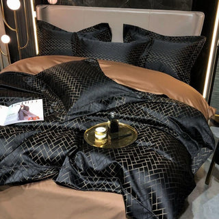 Talia Black Gold Cotton Satin Bedding Set | 3CARATS - MENAGERIE Intimates MENS Lingerie
