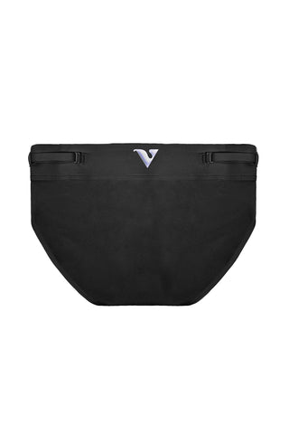 Black  brief with a logo on a white background