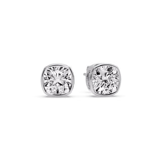 Bezel Set Cushion Diamond Stud Earrings