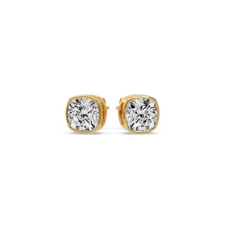 Bezel Set Cushion Diamond Stud Earrings