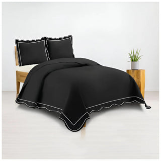 400TC Luxurious Wavy Embroidery & Border Cotton Sateen Duvet Cover Set