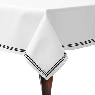 Triple Embroidery Border Sateen Poly Cotton Solid Table Cloth