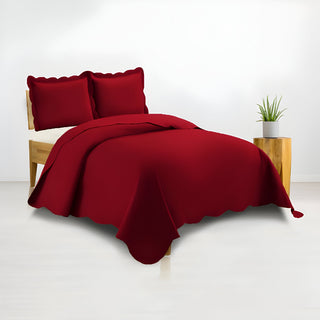 400TC Cotton Sateen Solid Scalloped Duvet Cover Set