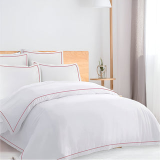 400TC Cotton Single Edge Embroidery Sateen Solid Duvet Cover Set