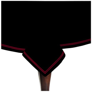 Double Embroidery Border Sateen Cotton Solid Table Cloth - Black