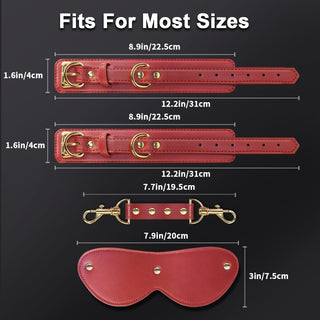 RedRoom PU Leather Adjustable BDSM Cuffs Set