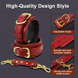 RedRoom PU Leather Adjustable BDSM Cuffs Set