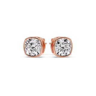 Bezel Set Cushion Diamond Stud Earrings