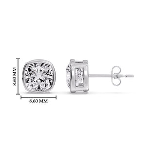 Bezel Set Cushion Diamond Stud Earrings