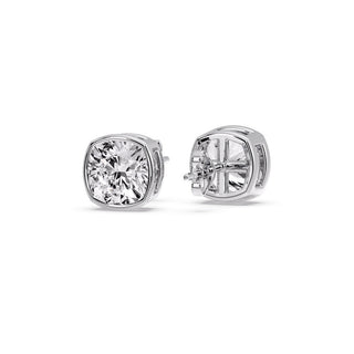 Bezel Set Cushion Diamond Stud Earrings