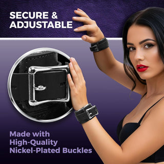 SableChain Premium BDSM Fur-Lined Leather Cuffs Set