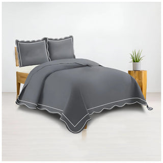 400TC Luxurious Wavy Embroidery & Border Cotton Sateen Duvet Cover Set