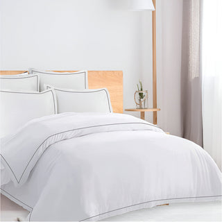 400TC Cotton Single Edge Embroidery Sateen Solid Duvet Cover Set