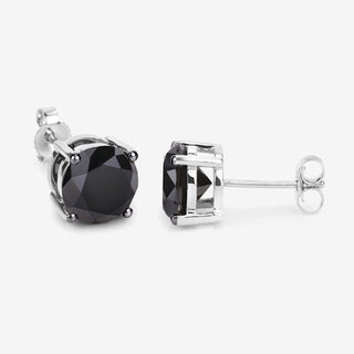 4.91 Carat Genuine Black Diamond 14K White Gold Earrings