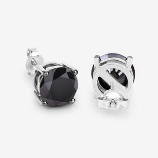 4.91 Carat Genuine Black Diamond 14K White Gold Earrings