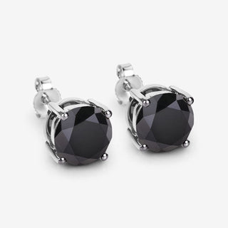 4.91 Carat Genuine Black Diamond 14K White Gold Earrings