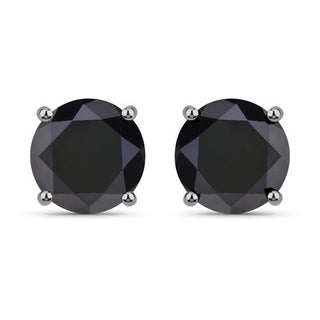 5.41 Carat Genuine Black Diamond 14K White Gold Earrings