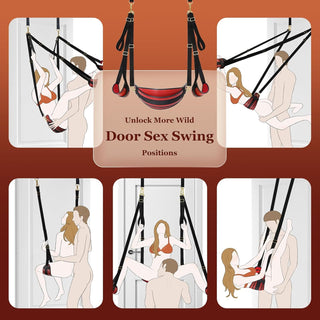 CrimsonBound Red PU Leather Adjustable Door BDSM Sex Swing