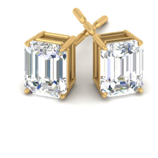 Emerald Cut Diamond Stud Earrings