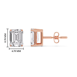 Emerald Cut Diamond Stud Earrings