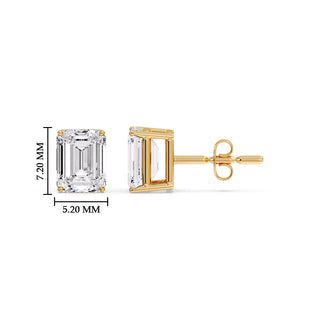 Emerald Cut Diamond Stud Earrings