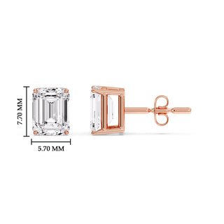 Emerald Cut Diamond Stud Earrings