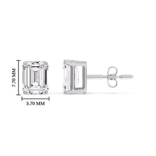 Emerald Cut Diamond Stud Earrings