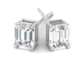 Emerald Cut Diamond Stud Earrings